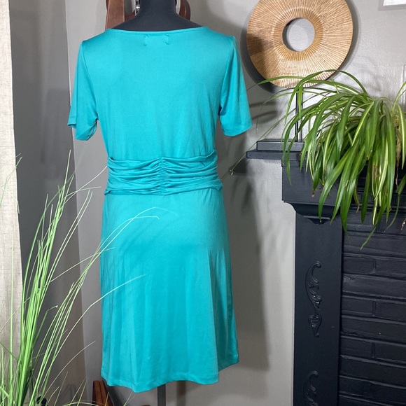 The Paragon Dresses The Paragon Teal Ruffle Side Empire Waist Dress